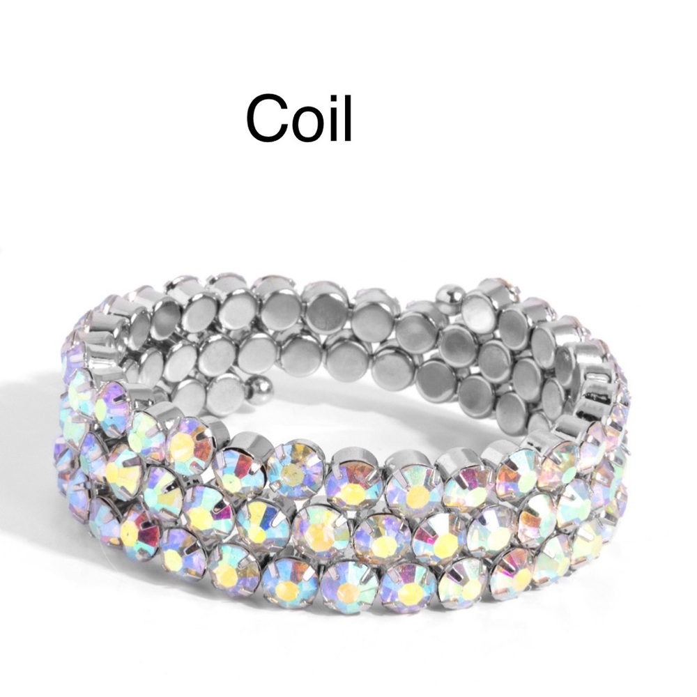 Silver and Iridescent Coil Bracelet